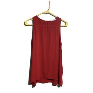 Lush Sheer Red Sleeveless Top Side Slit Sz Small Flowy Blouse